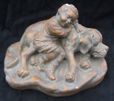 Sculpture enfant chien Saint Bernard signée country corner