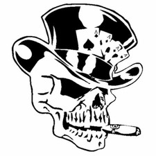 POSTER LOCANDINA ADESIVI TESCHIO POKER SKULLS SFONDO BIANCO MANIFEST AUTO MOTO