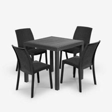 Set Pranzo Tavolo 80x80 Con 4 Sedie In Polipropilene DALLAS