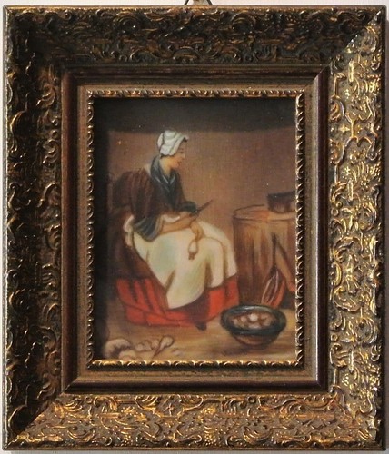 Quadro olio legno donna - su,