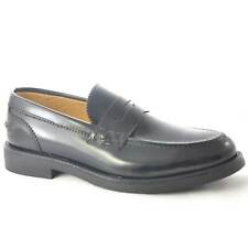 Scarpe uomo mocassini inglese college vera pelle nero con bendina  made in italy