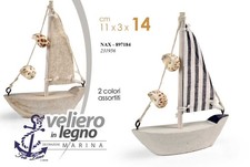 BARCA VELIERO DECORATIVA LEGNO