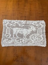 CENTRINO VINTAGE all'UNCINETTO COLORE BIANCO  RETTANGOLARE cm. 52 x 34 ca  