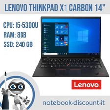 Notebook Lenovo X1 Carbon 3rd Gen  Cpu i5-5300u Ram 8gb SSD 240gb Win 11 Pro 14"