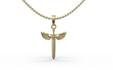 Ciondolo spada San Michele in oro giallo massiccio 14 carati - ciondolo spada unisex