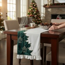 Runner centrotavola Natalizio in velluto con ricami e rouches Art. Angela