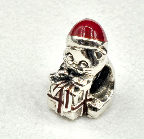 Charm pandora natale - natale, gattino