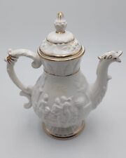 TEIERA CAPODIMONTE beccuccio a forma di cigno fine porcellana bianca/oro Italy