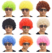 Costume riccio colorato afros parrucca funky discoteca clown uomo donna
