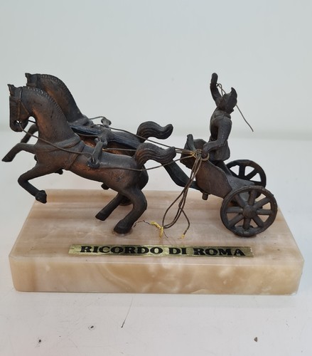 Statuetta bronzo marmo biga - marmo,
