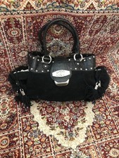 Borsa a tracolla vintage Y2k Just Cavalli donna hobo pelle scamosciata pelliccia argento rara