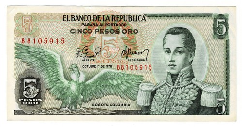 Banconota colombia pesos oro - 5,
