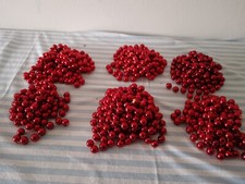 6 Catene Perline Natalizie Colore Rosso  6 mm Vintage Leggi Descrizione 