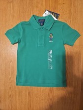 Polo Ralph Lauren Boys' Polo Bear Cotton Mesh Green Polo Shirt - Size 2T NWT 