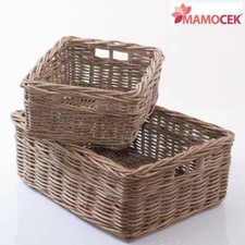 CESTO VIMINI GIUNCO grigio porta legna cassetta decorazione Shabby ALTA QUALITA'