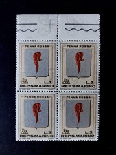 FRANCOBOLLO PENNA ROSSA SERIE STEMMI II QUARTINA 1968 SAN MARINO @ MNH @