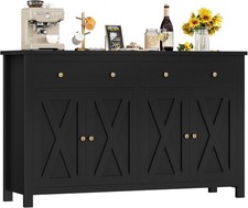 Credenza cucina nera mobiletto 3 ante 2 cassetti ripiani regolabili grande