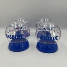 4x Bicchieri Plastica Rotondi Fiocco di Neve Natale Marca Absolut Vodka 500ml