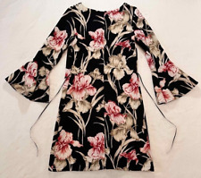 Rinascimento abito donna floreale nero e rosa taglia M  manica lunga a campana