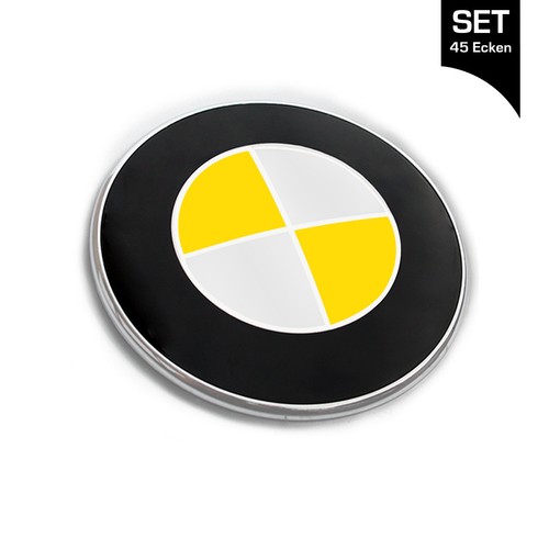 Emblema giallo adesivo angoli