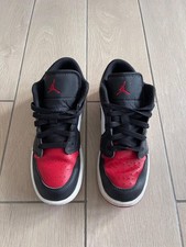 Nike Air Jordan 1 Low GS Bred Toe EU38 5.5Y Nero Bianco Rosso