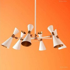 LAMPADARIO SPUTNIK MIDCENTURY BIANCO NERO OTTONE VINTAGE STILNOVO APPARECCHIO...