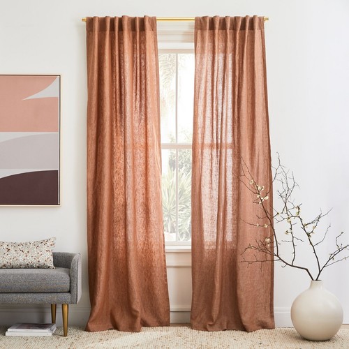 Tenda lino colore - lino, arancione