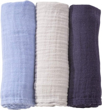 Set Di 3 Mussole per Neonato - Quadri Di Mussola Di Cotone - 70 X 70 Cm - Multiu