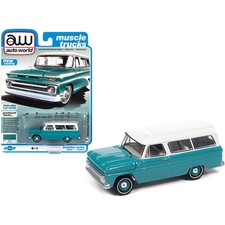 1965 Chevrolet Suburban  Light Green/White **** Auto World Premium 1:64