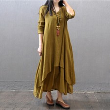 Etnico Donna Misto Lino Abito