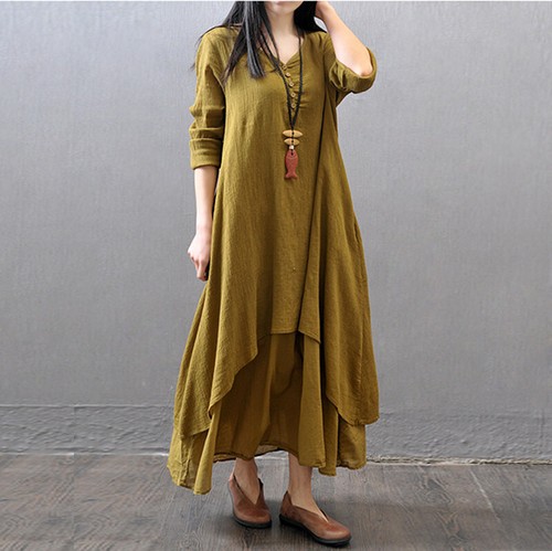 Etnico donna misto lino abito - donna,