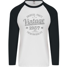 T-Shirt Da Baseball Vintage Anno 68 Compleanno 1957 Uomo L/S
