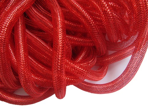Red solid mesh tube deco - red,