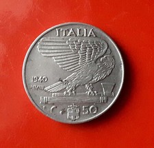 50 CENTESIMI 1940 ERRORE - FRATTURA DI CONIO AL ROVESCIO [B139]