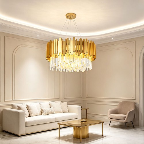 Lampadario oro cristallo - lampadario,