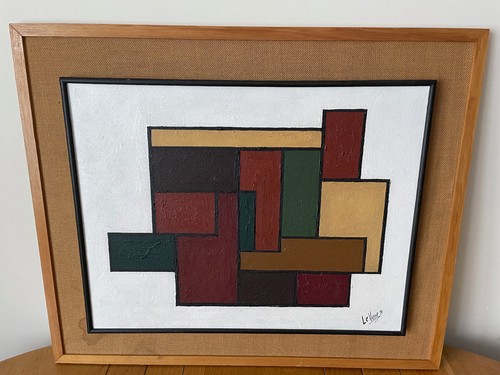 Olio tavola geometrico - olio, su