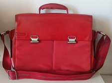 PIQUADRO ? BORSA CARTELLA PELLE TESSUTO ROSSA PORTADOCUMENTI COMPUTER ORIGINALE