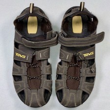 Teva Forebay sandalo uomo taglia 11 pelle marrone gancio e passante sport escursionismo