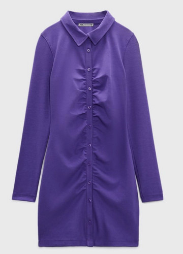 Zara vestito camicia viola con - vestito,