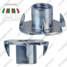 Dadi a T M10 x 12MM Inserti Filettati per legno Ragno 4 punte acciaio zincato