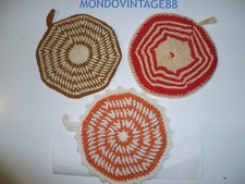 3 PZ PRESINA VINTAGE ANNI 60 FATTA A MANO ALL'UNCINETTO COTONE 13 CM TRATTORIA