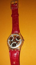 SWATCH GENT 1994 FUOCO GK177 NUOVO FUNZIONANTE CINTURINO IN VERA PELLE VINTAGE