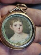 Antico Pendente Ciondolo  Porta Ricordo Porta ritratto Oro Rosa/rosso 9 kt