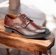 Scarpa Classiche Marroni In Vera Pelle Derby Uomo Classica Stone Haven