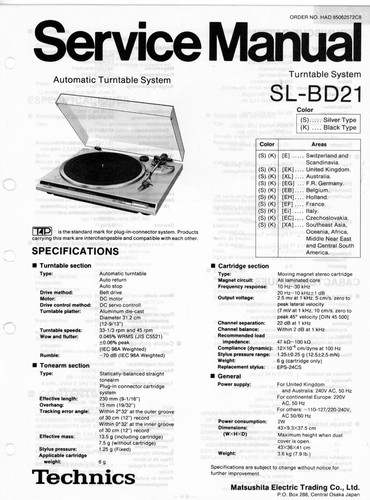 Manuale servizio technics - di,
