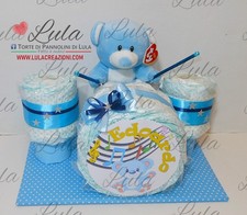 Torta Pannolini Batteria + peluche Topolino Minnie nascita battesimo baby shower