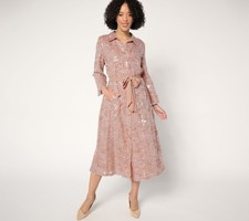 Dennis Basso Vestito Donna Tg M Camicia Regolare Primaverile Paillettes con Rosa A686971