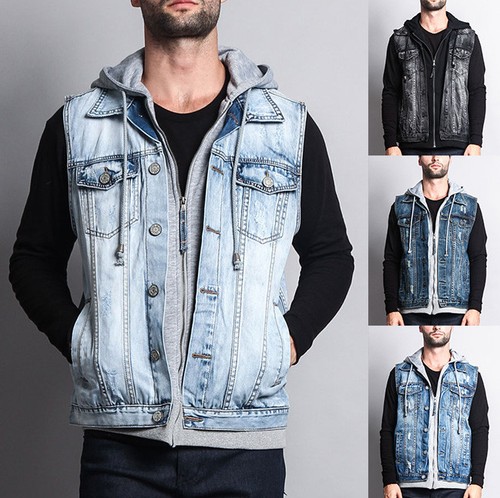 Giubbotto denim con cappuccio