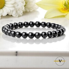 BRACCIALE UOMO DONNA OSSIDIANA PIETRE DURE NATURALI DIAMETRO PIETRE 6 MM ViP