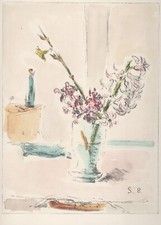 Filippo de Pisis - Fiori nello studio - Litografia a colori